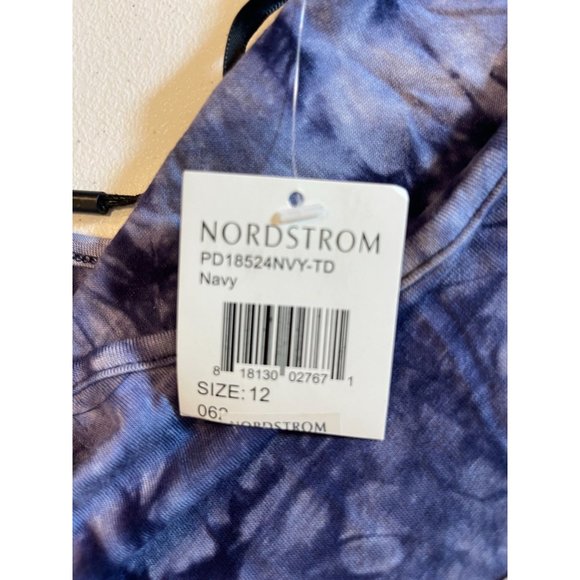 NWT Penelope Tree Womens Shift Dress Tie Dye Round Neck Short Sleeve Navy SZ 12 - Picture 6 of 9